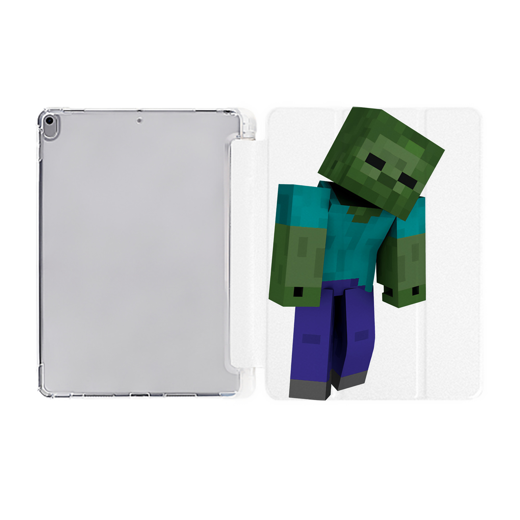 （画像用） マインクラフト ブロックの世界 Minecraft MC Block world IPad ケース ペン収納付き 三つ折りスタンド PUレザー×シリコン 対応機種9.5/10.5/10.9インチ